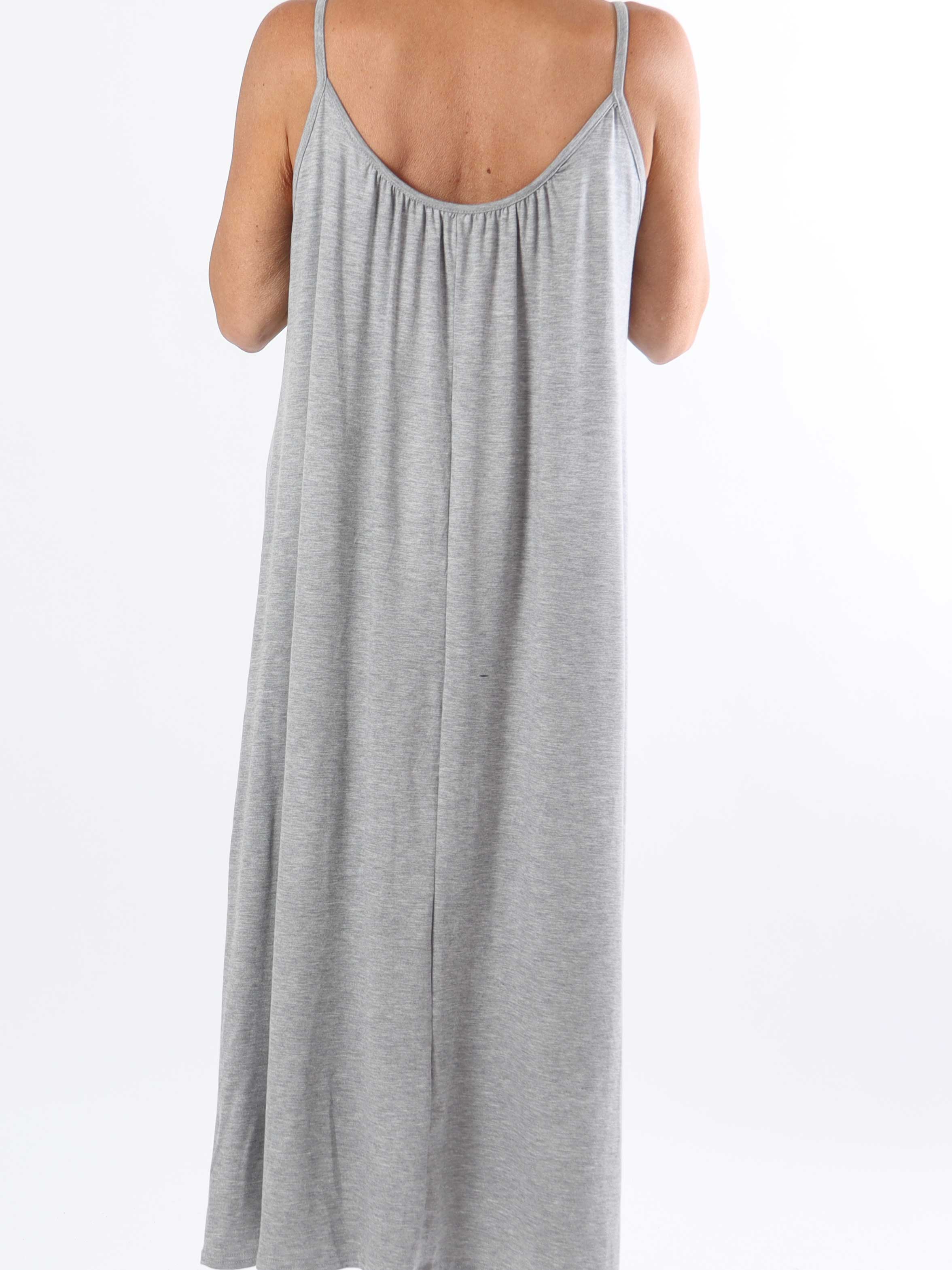 Olivia - Lang plus size stropkjole i viskose